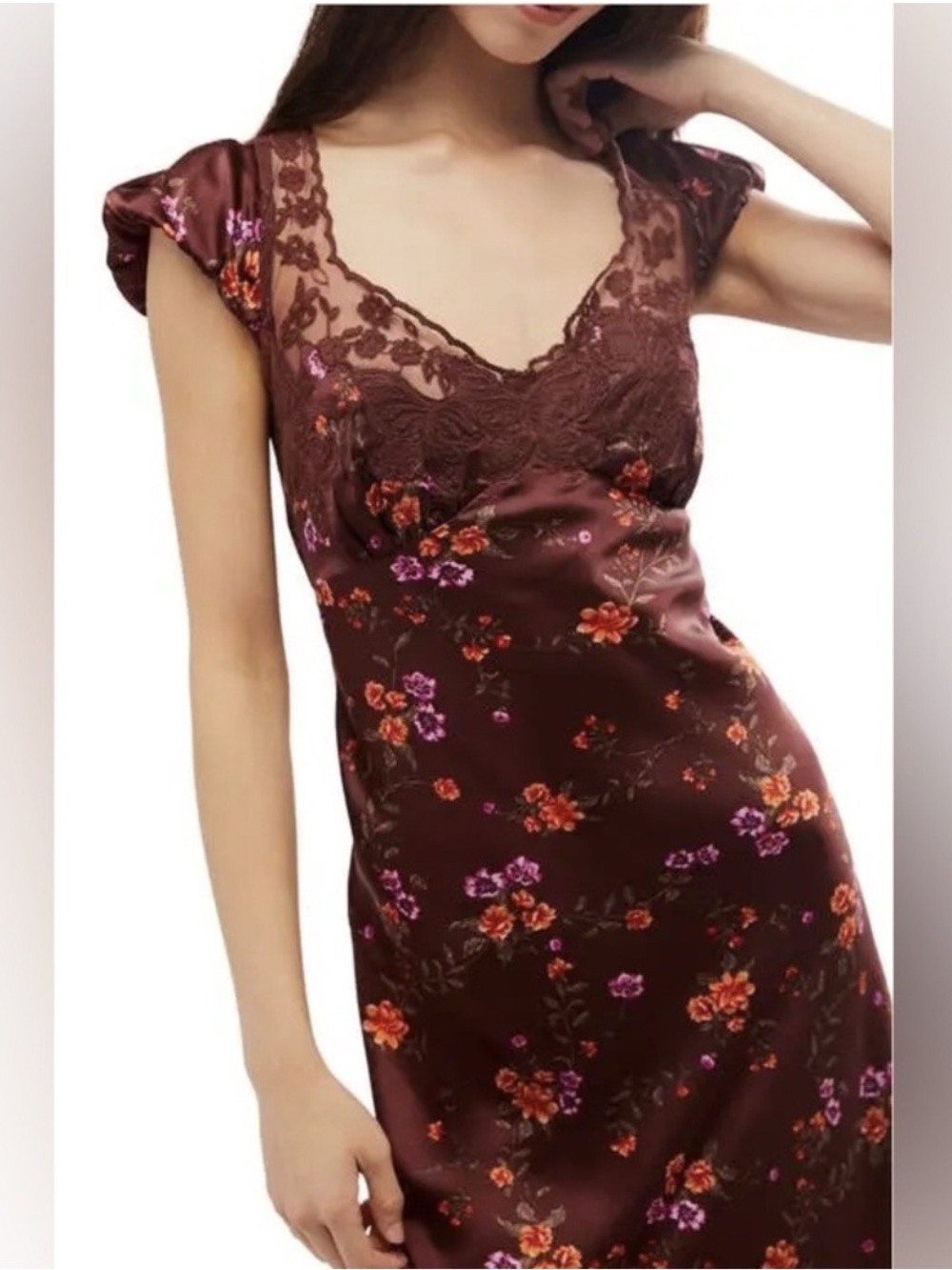 Free People Butterfly Babe Cutout Lace Maxi Dress - Floral Brown - Picture 2 of 16